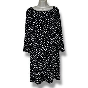 Laura Jeffries Abstract Polka Dot Black White Long Ruffle Sleeve Shift Dress 16